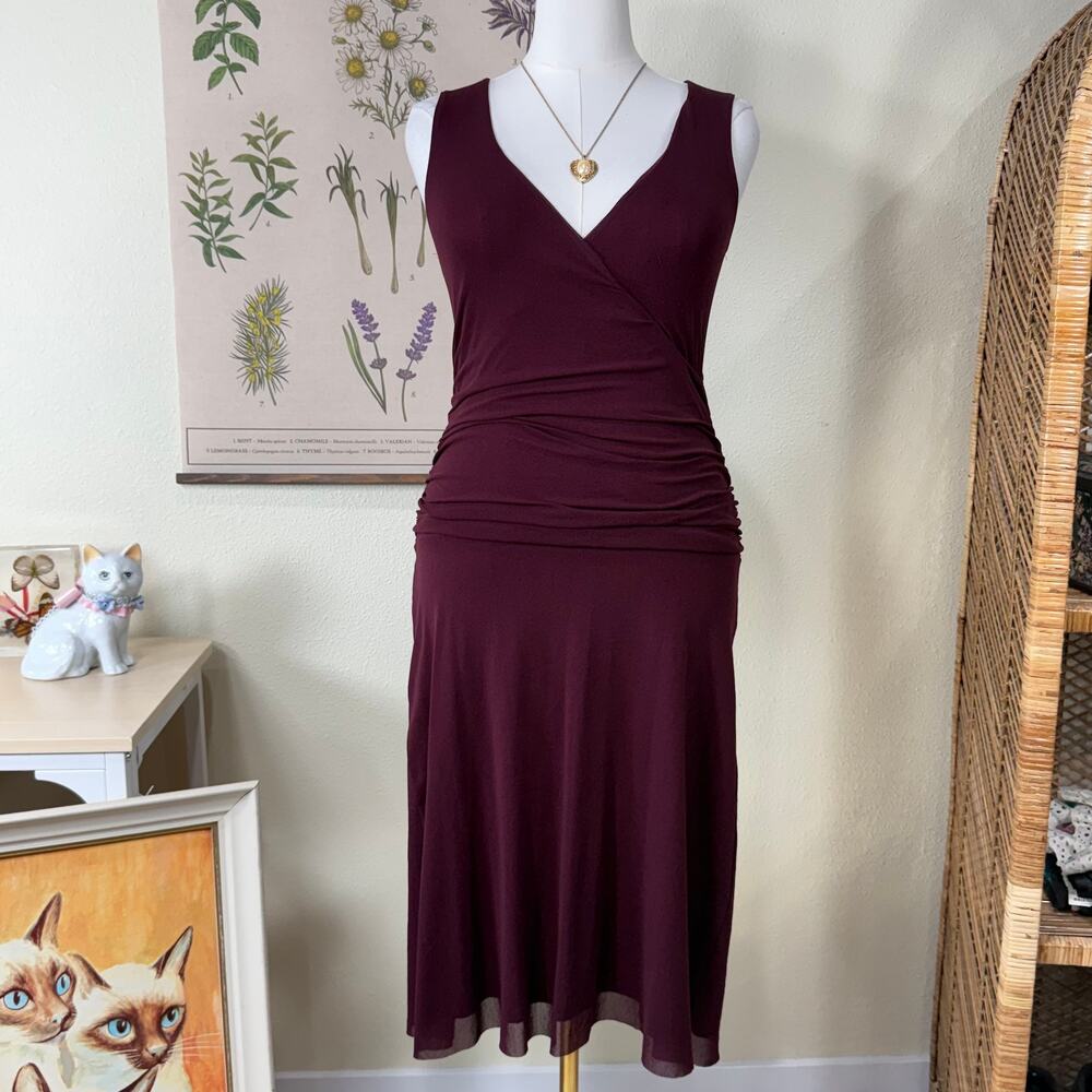 Ruched Mesh Faux Wrap Dress Witchy Sexy Dark Romantic Goth Vampire Vampy M L